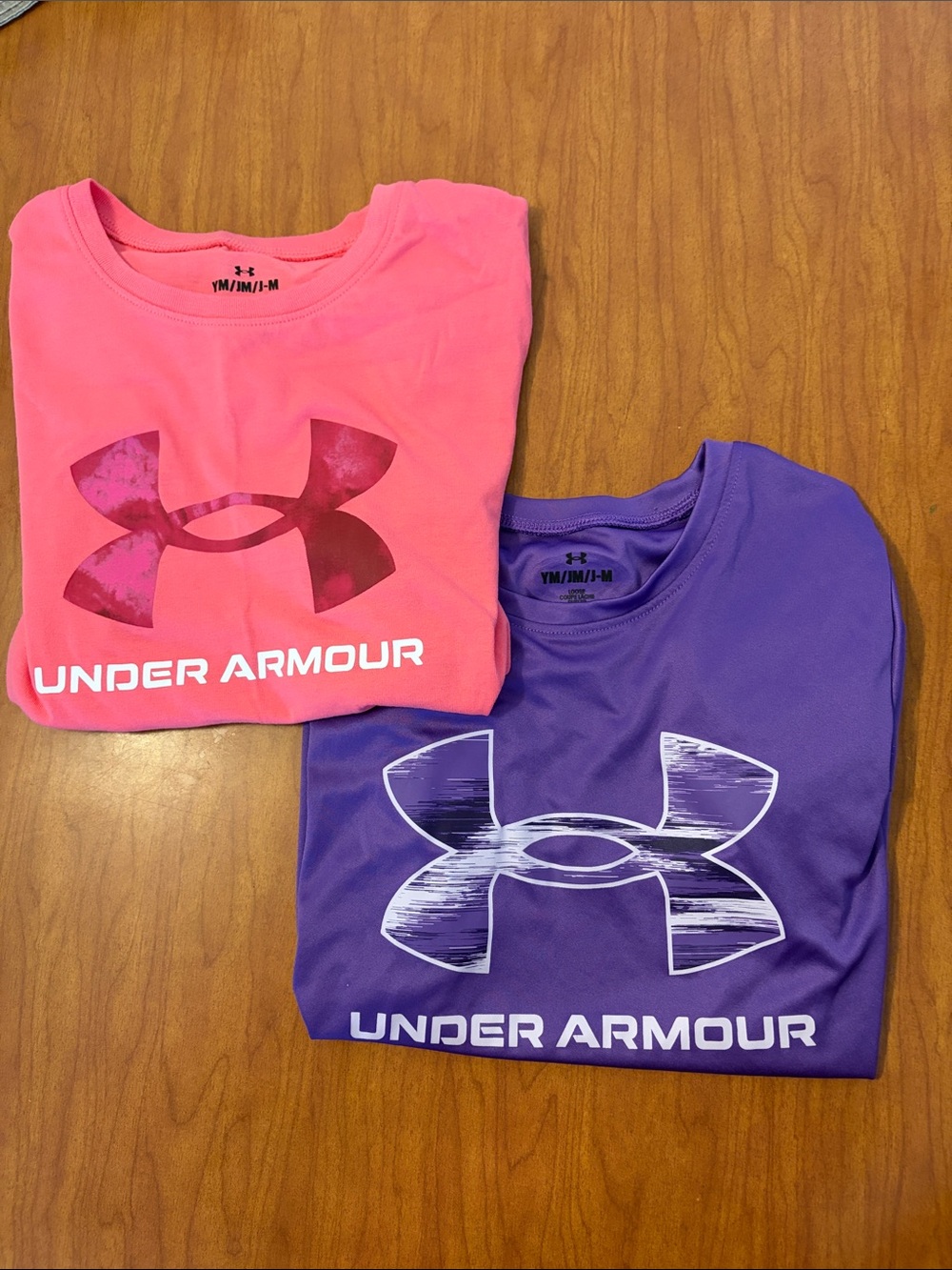 Under Armour Kids Short Sleeve Logo Tees in Pink & Purple
